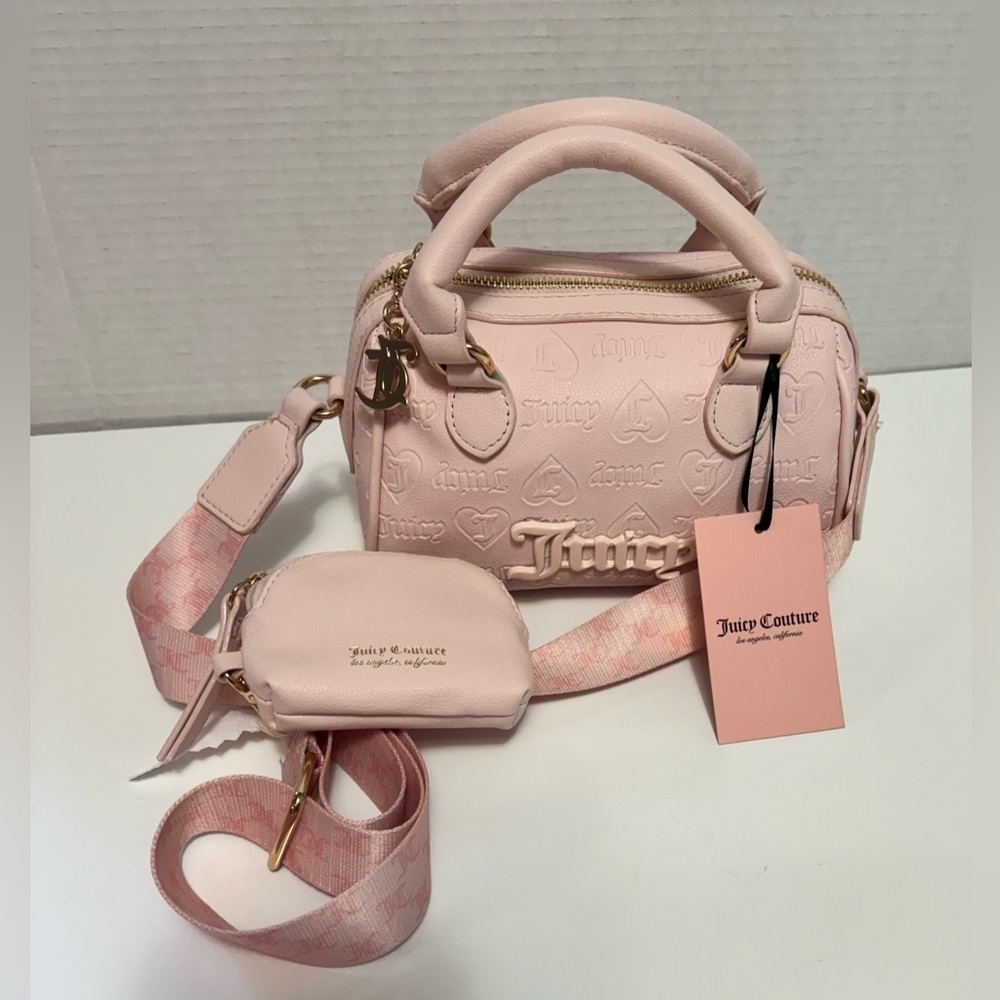 JUICY COUTURE dusty pink semi
charmed satchel/crossbody bag